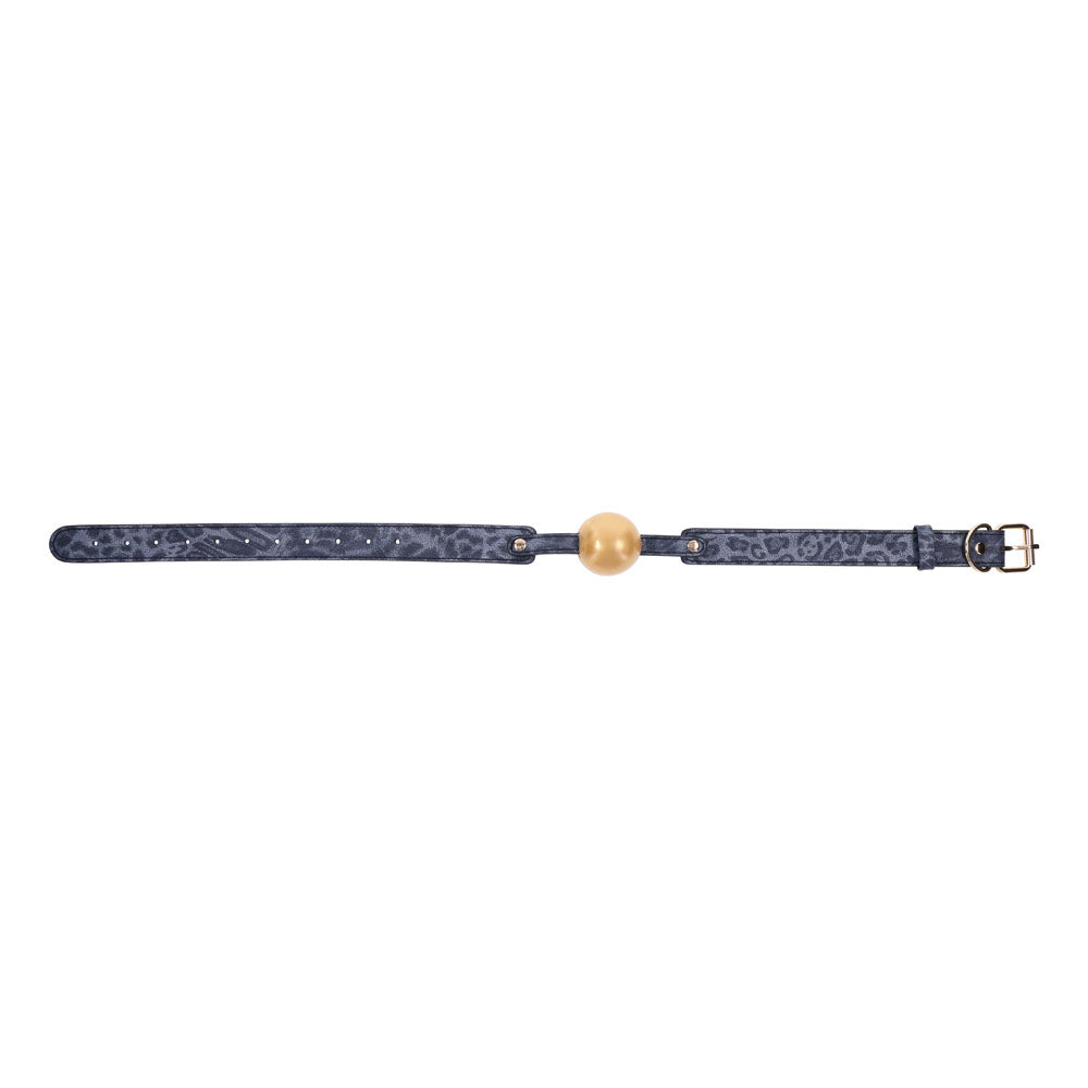 Sex & Mischief Cougar Ball Gag - Navy Blue/Gold Mouth Restraint - Naughty by Nature Adult Store