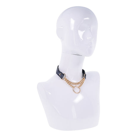 Sex & Mischief Cougar Day Collar - Navy Blue/Gold Collar - Naughty by Nature Adult Store