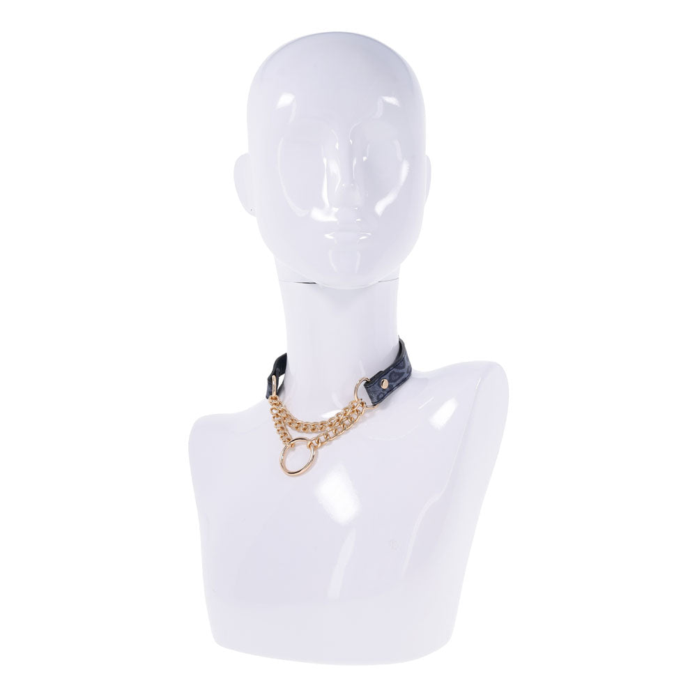 Sex & Mischief Cougar Day Collar - Navy Blue/Gold Collar - Naughty by Nature Adult Store