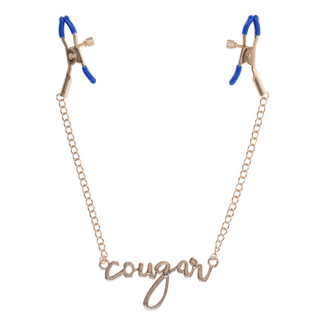 Sex & Mischief Cougar Nipple Clamps - Gold Nipple Clamps with 33 cm Chain - Naughty by Nature Adult Store