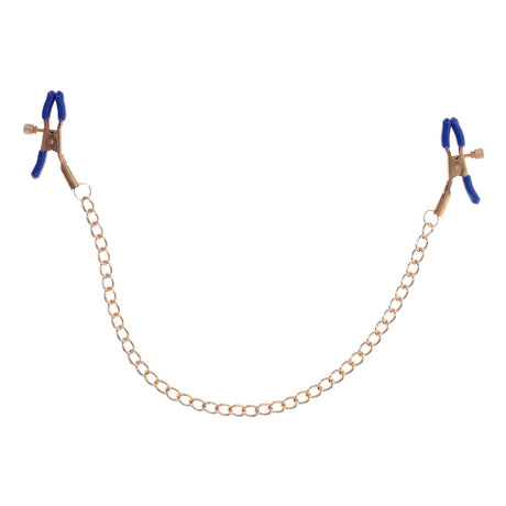 Sex & Mischief Cougar Chained Nipple Clamps - Gold - Naughty by Nature Adult Store