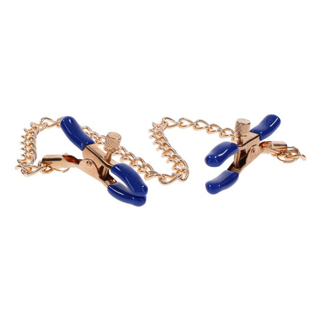Sex & Mischief Cougar Chained Nipple Clamps - Gold - Naughty by Nature Adult Store