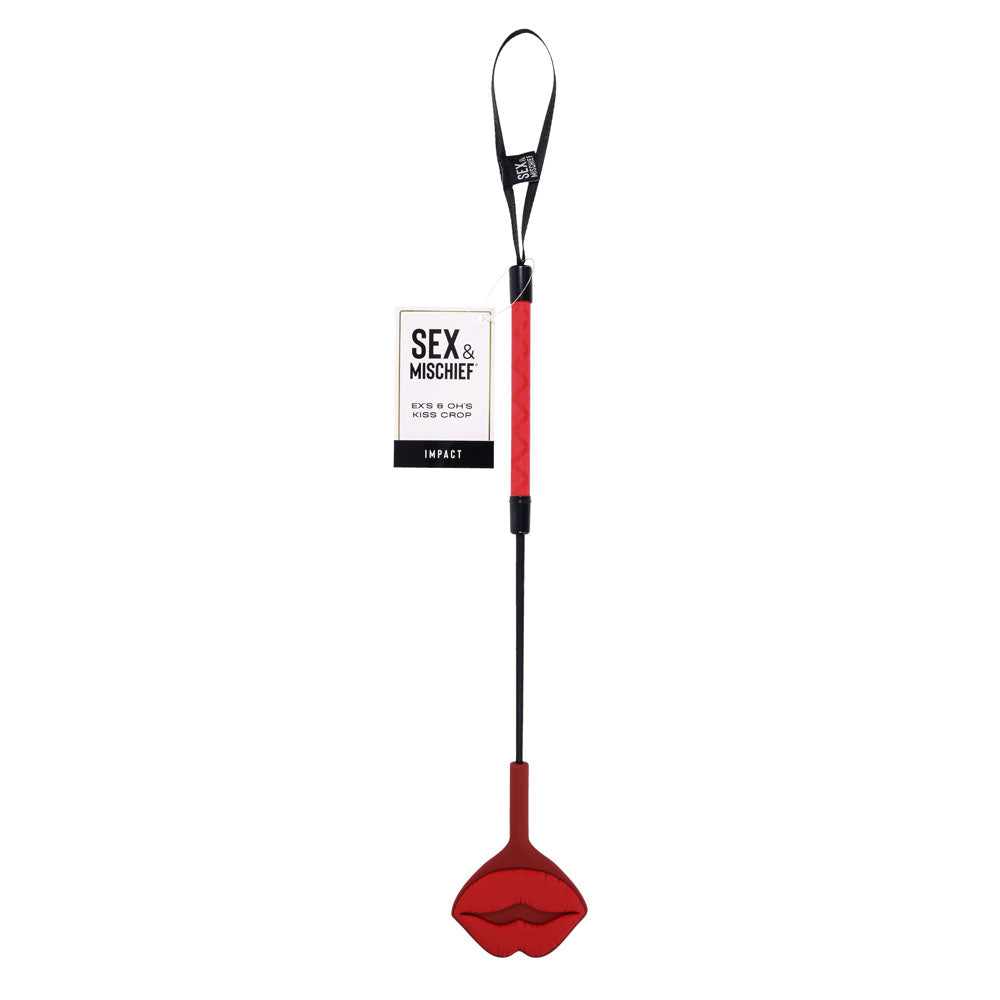 S&M Exs & Ohs Kiss Crop - Red Silicone Tipped Crop Whip - Naughty by Nature Adult Store