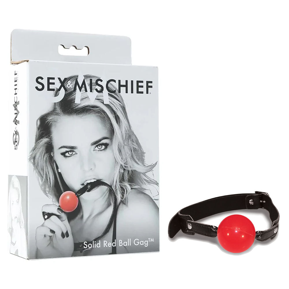 Sex & Mischief Solid Red Ball Gag - Red/Black Mouth Restraint - Naughty by Nature Adult Store