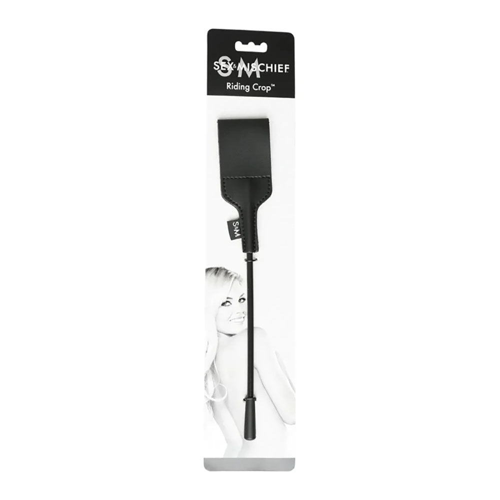 Sex & Mischief Riding Crop - Black 30 cm Crop Whip - Naughty by Nature Adult Store