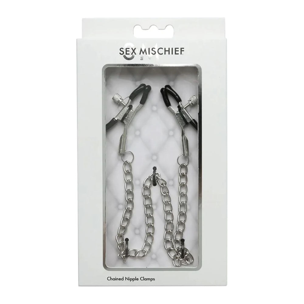 Sex & Mischief Chained Nipple Clamps - Nipple Clamps with 30 cm Chain - Naughty by Nature Adult Store