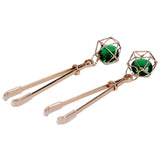Sex And Mischief Indica Crystal Nipple Clips Gold With Emerald Gems
