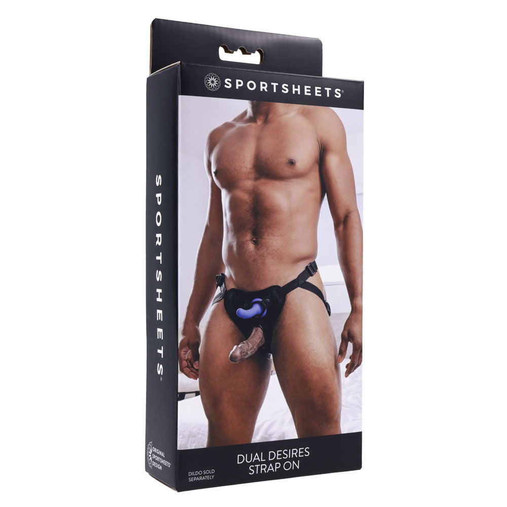 SPORTSHEETS Dual Desires Strap On - Black Adjustable Strap-On Harness (No Probe Included) - Naughty by Nature Adult Store