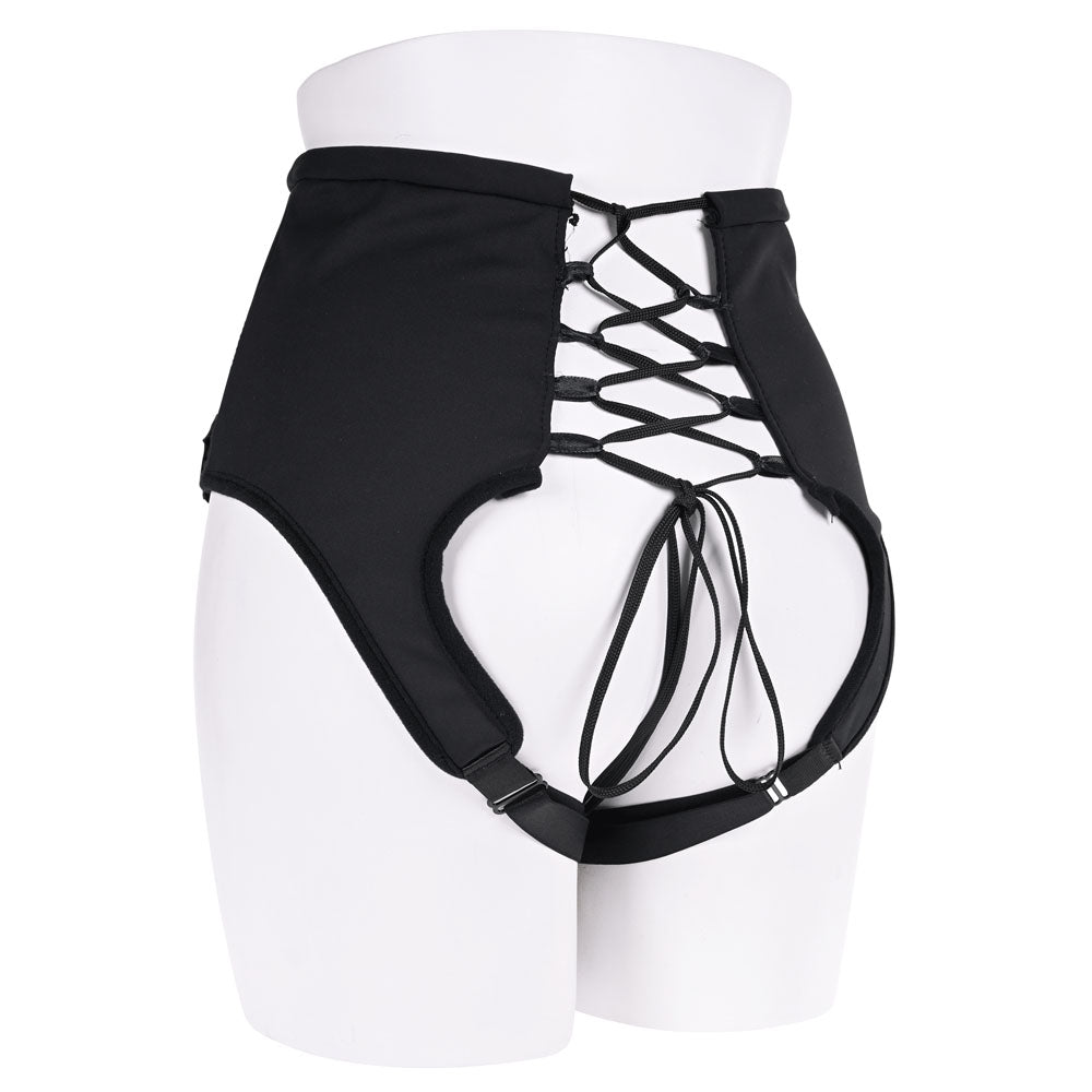 SPORTSHEETS High Waisted Corset Strap On - Black Adjustable Strap-On Harness (No Probe Included) - Naughty by Nature Adult Store
