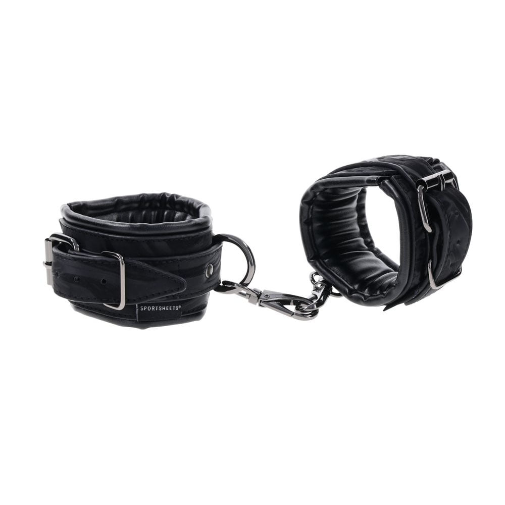 SPORTSHEETS Velvet Noir Handcuffs - Black