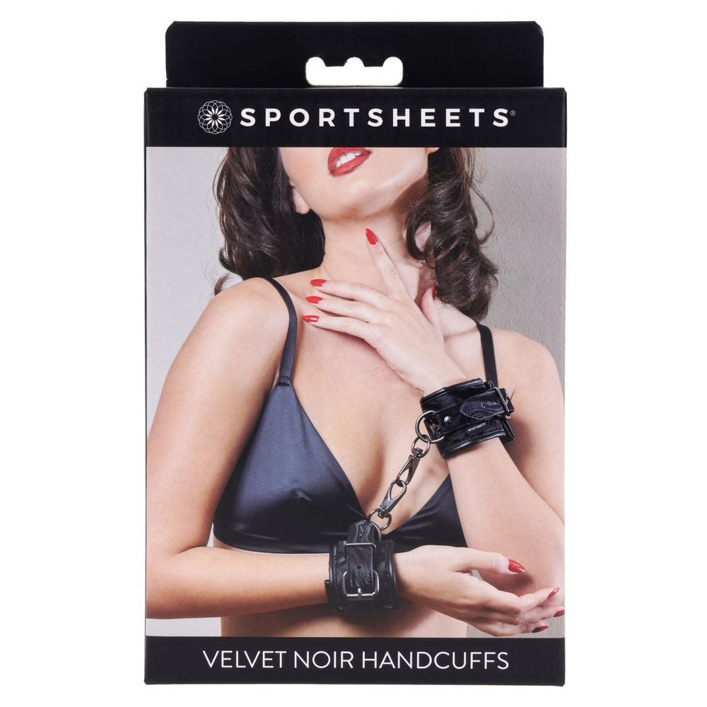 SPORTSHEETS Velvet Noir Handcuffs - Black