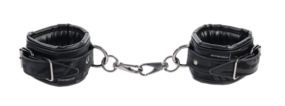 SPORTSHEETS Velvet Noir Handcuffs - Black