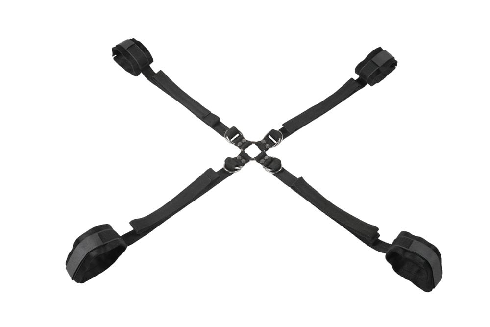 SPORTSHEETS Velvet Noir Adjustable Hog Tie & Cuff Set
