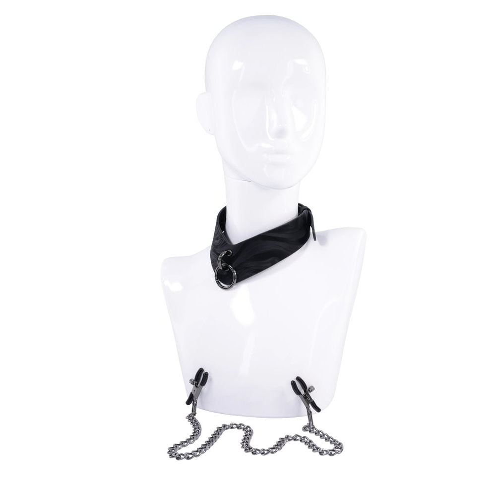 SPORTSHEETS Velvet Noir Collar & Removable Clamps