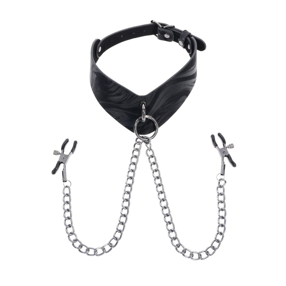 SPORTSHEETS Velvet Noir Collar & Removable Clamps
