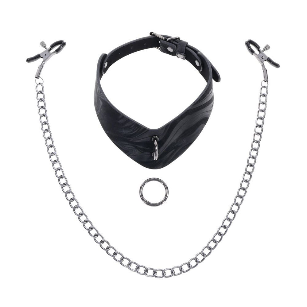 SPORTSHEETS Velvet Noir Collar & Removable Clamps