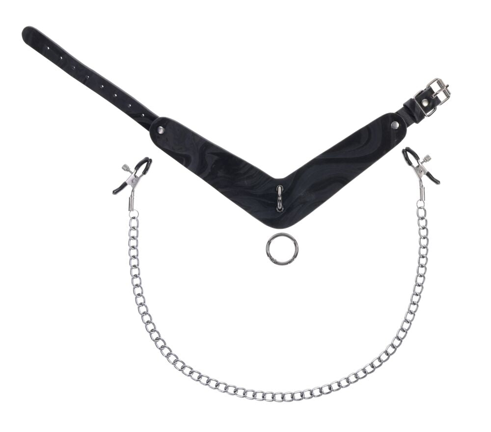 SPORTSHEETS Velvet Noir Collar & Removable Clamps