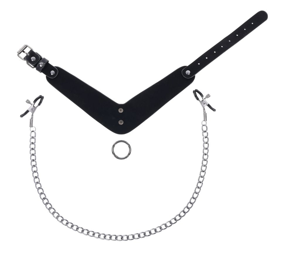 SPORTSHEETS Velvet Noir Collar & Removable Clamps