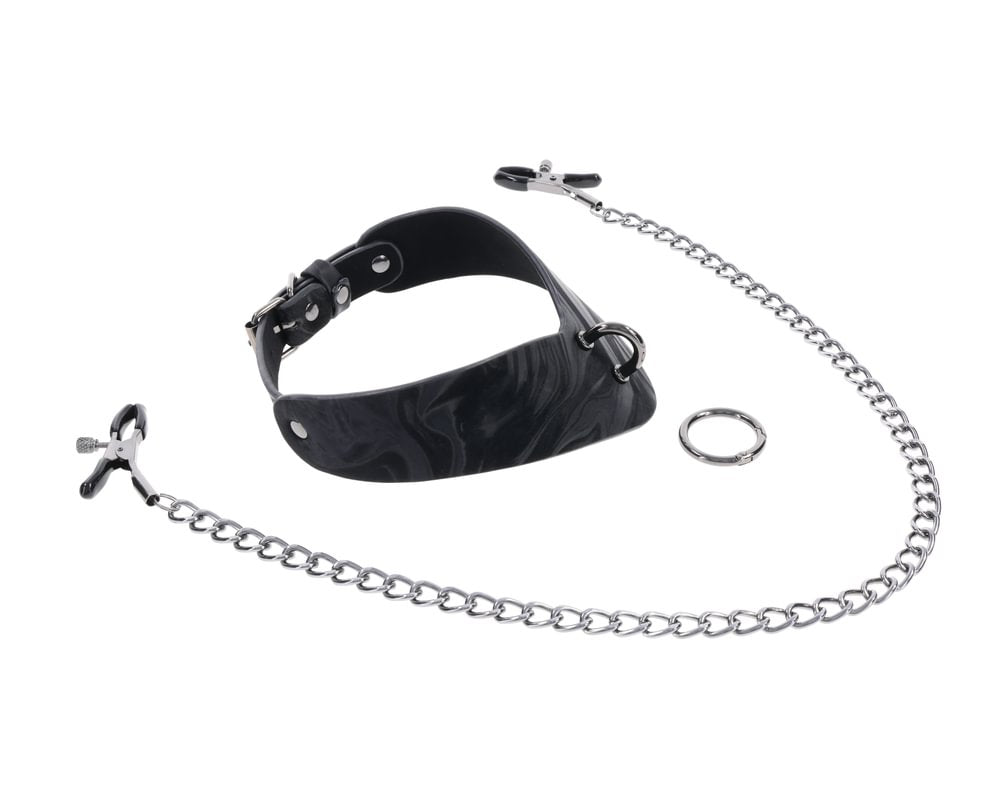 SPORTSHEETS Velvet Noir Collar & Removable Clamps