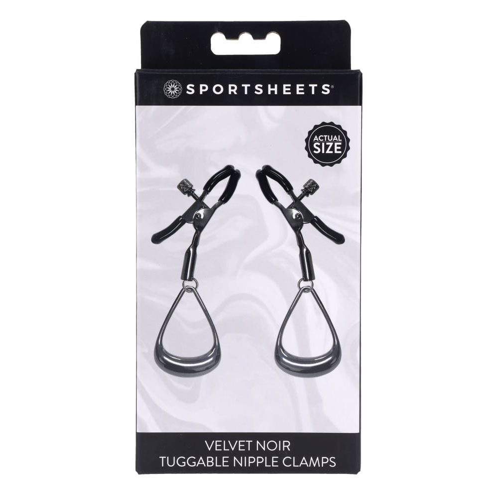 SPORTSHEETS Velvet Noir Tuggable Nipple Clamps