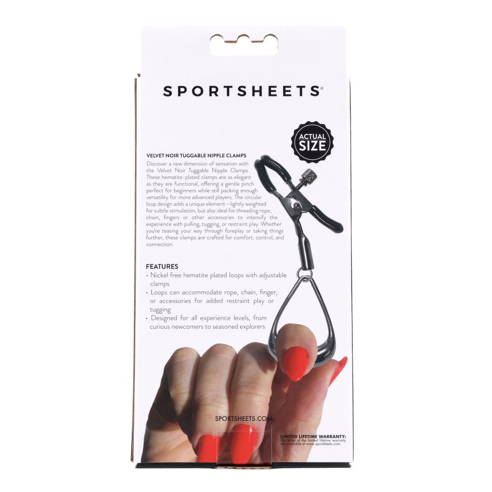 SPORTSHEETS Velvet Noir Tuggable Nipple Clamps