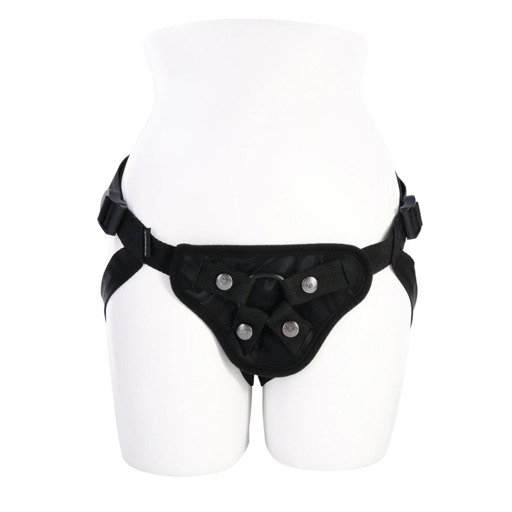 SPORTSHEETS Velvet Noir Strap On - Adjustable Harness