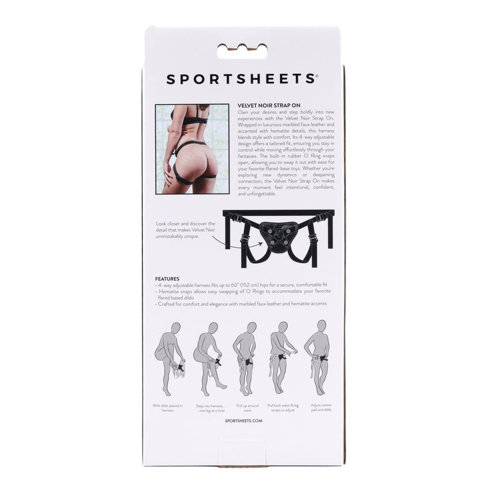SPORTSHEETS Velvet Noir Strap On - Adjustable Harness