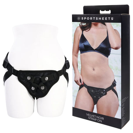 SPORTSHEETS Velvet Noir Strap On - Adjustable Harness