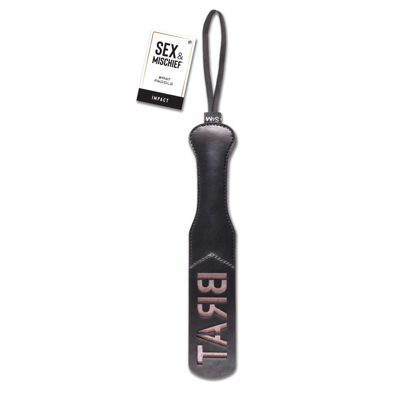 Sex & Mischief Brat Paddle - Black Spanking Paddle - Naughty by Nature Adult Store