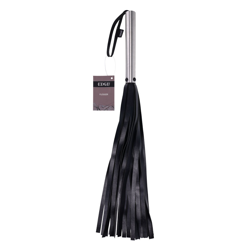 EDGE Flogger - Black Flogger Whip with Metal Handle - Naughty by Nature Adult Store