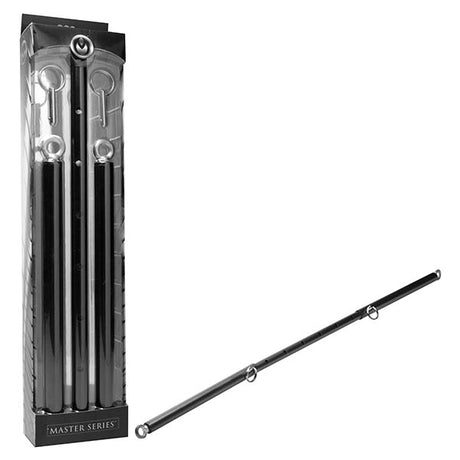Master Series Black Steel Adjustable Spreader Bar - Black Metal Spreader Bar Restraint - Naughty by Nature Adult Store