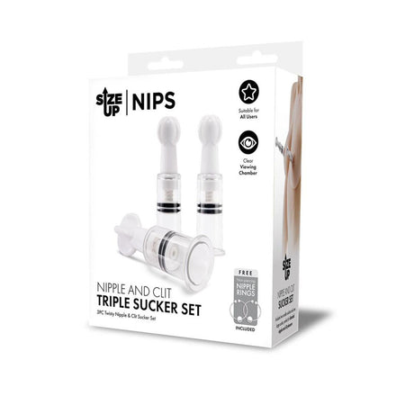 Size Up Nipple and Clit Triple Sucker Set - 3 Piece Sucker Set - Naughty by Nature Adult Store