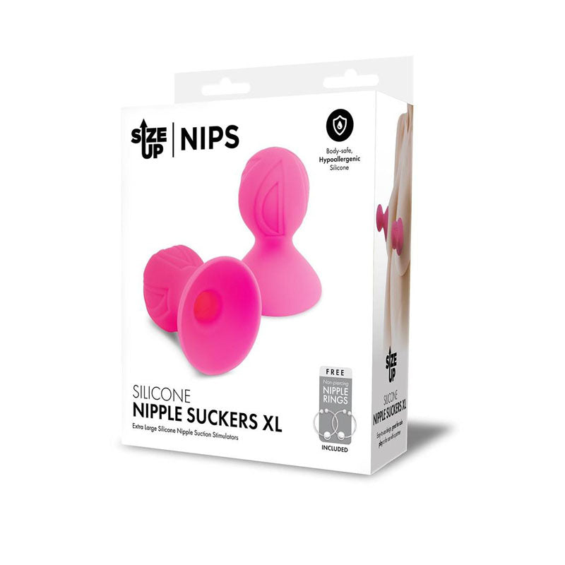 Size Up Silicone Nipple Suckers XL - Pink - Set of 2 - Naughty by Nature Adult Store