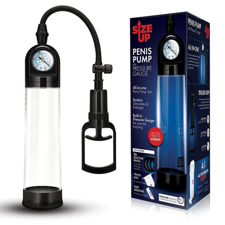 Size Up Penis Pump with Pressure Gauge - Clear Penis Pump - Naughty by Nature Adult Store