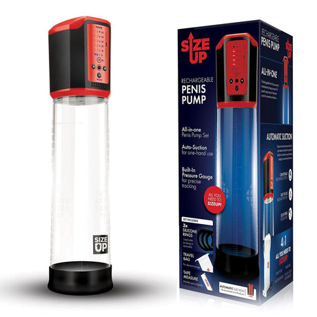Size Up Rechargeable Penis Pump - Clear USB Rechargeable Penis Pump - Naughty by Nature Adult Store