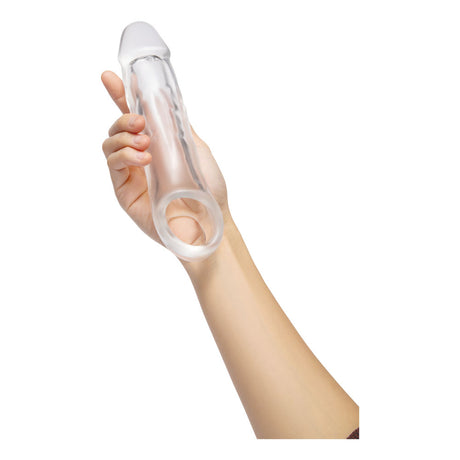 Size Up 2 Inch See-Thru Penis Extender with Ball Loop - Clear 5 cm (2'') Penis Extension Sleeve - Naughty by Nature Adult Store