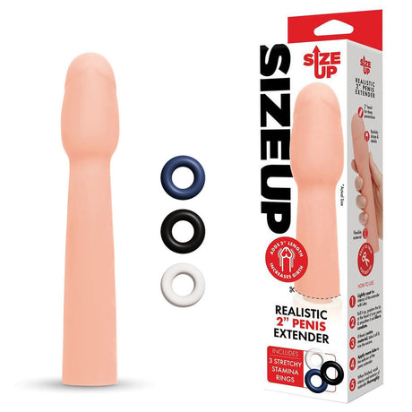 Size Up Realistic 2 Inch Penis Extender - Flesh 5 cm (2'') Penis Extension Sleeve - Naughty by Nature Adult Store