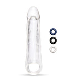 Size Up 3 Inch See-Thru Penis Extender with Ball Loop - Clear 7.6 cm (3'') Penis Extension Sleeve - Naughty by Nature Adult Store