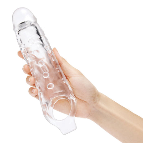 Size Up 1 Inch See-Thru Stretch Penis Extender - Clear 2.5 cm (1'') Penis Extension Sleeve - Naughty by Nature Adult Store