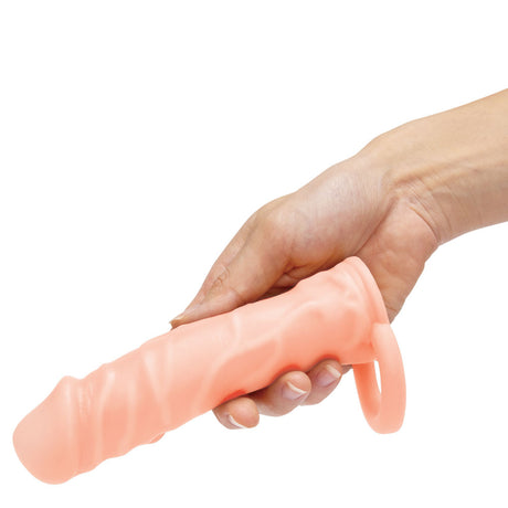 Size Up Realistic 1 Inch Penis Extender - Flesh - Flesh 2.5 cm (1'') Penis Extension Sleeve - Naughty by Nature Adult Store