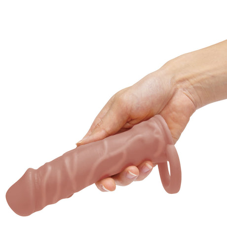 Size Up Realistic 1 Inch Penis Extender - Tan - Tan 2.5 cm (1'') Penis Extension Sleeve - Naughty by Nature Adult Store