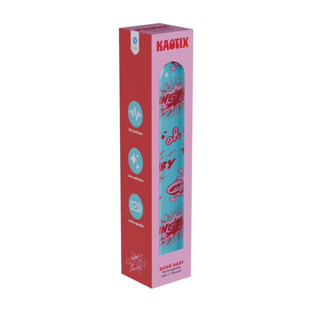 Product packaging with red and pink design on a white background