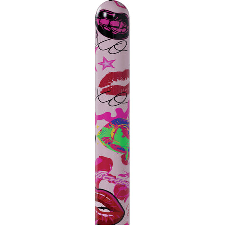 Colorful lip-themed product on a white background