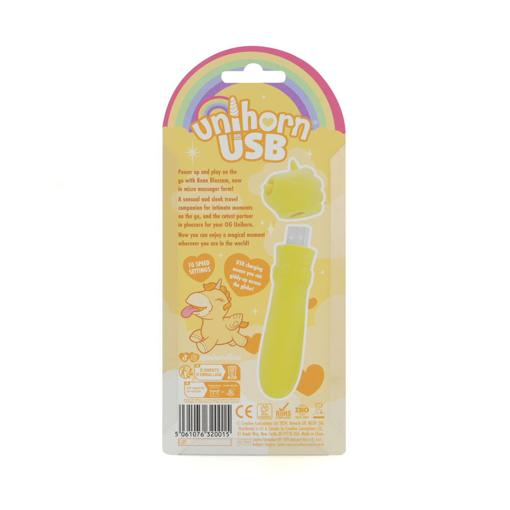 Unihorn - USB Bullet - Bean Blossom - Yellow Vibrating Bullet