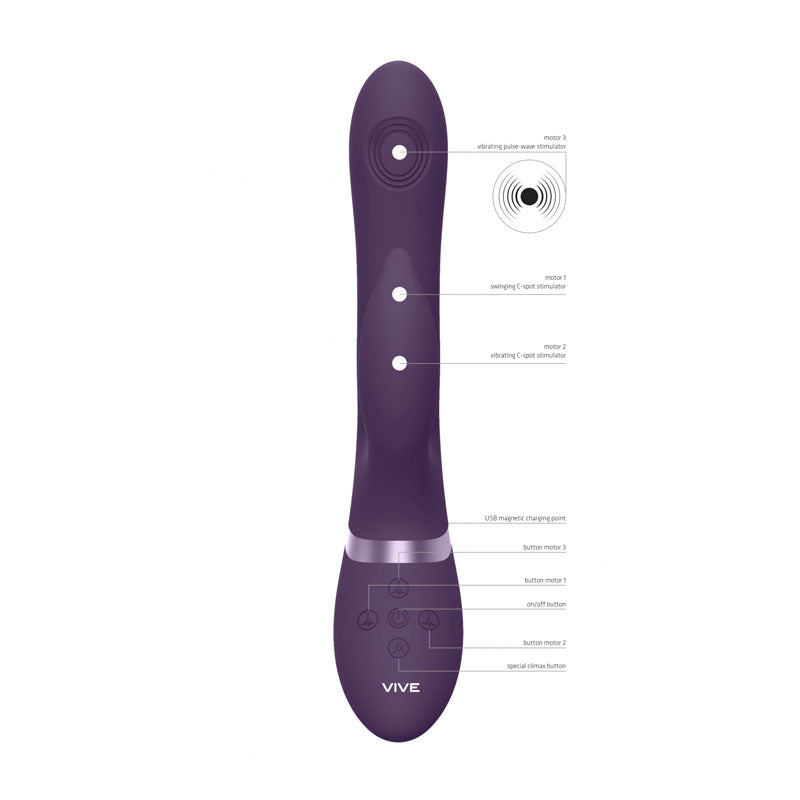 VIVE Aimi - Purple - Purple 22.3 cm USB Rechargeable Rabbit Vibrator - Naughty by Nature Adult Store