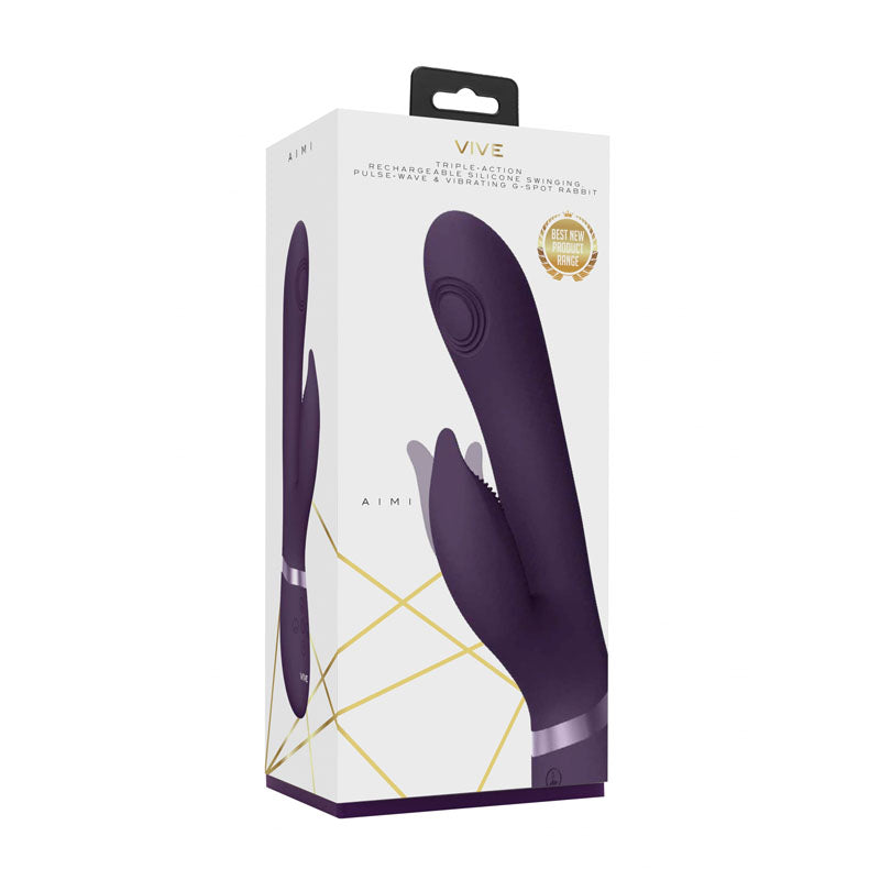 VIVE Aimi - Purple - Purple 22.3 cm USB Rechargeable Rabbit Vibrator - Naughty by Nature Adult Store