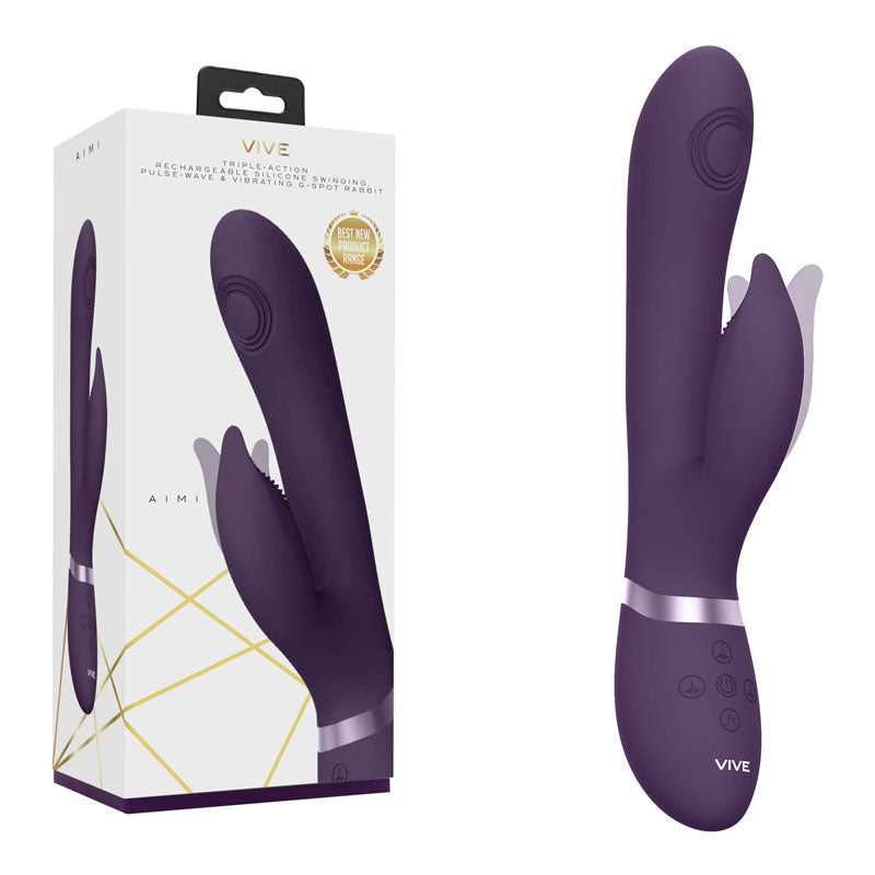 VIVE Aimi - Purple - Purple 22.3 cm USB Rechargeable Rabbit Vibrator - Naughty by Nature Adult Store