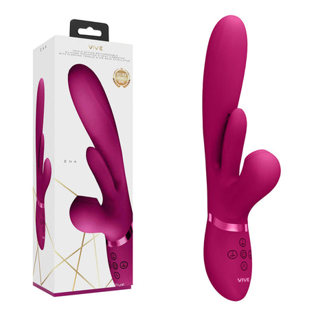 VIVE Ena - Pink - Pink 25 cm USB Rechargeable Thrusting Vibrator with Air Wave Stimulator - Naughty by Nature Adult Store