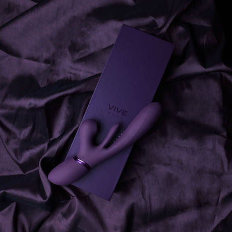 VIVE Ena - Purple - Purple 25 cm USB Rechargeable Thrusting Vibrator with Air Wave Stimulator - Naughty by Nature Adult Store