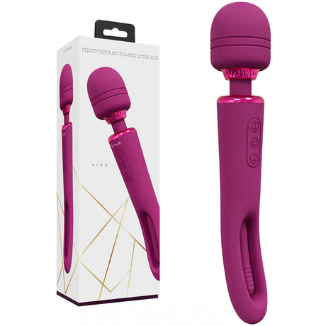 VIVE Kiku - Pink - Pink 25.2 cm USB Rechargeable Dual End Massage Wand with Flapping Tip - Naughty by Nature Adult Store